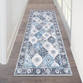 HEBE Hallway Runner Rug 2'x5' Washable Vintage Distressed Area Rugs Non Slip Laundry Rug Runner Boho Floor Carpet Runners for Hallways Entryway Laundry Room Kitchen Bathroom