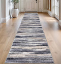 Lansny Modern Abstract Runner Rug 2.6x14, Grey Black Multi Washable Long Kitchen Runner Non-Slip Soft Hallway Rug Runner Thin Print Faux Wool Carpet for Entryway Bedroom Laundry Room Indoor HomeDecor