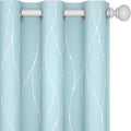 Deconovo Blackout Curtains, Thermal Insulated Soundproof Grommet Drapes, Wave Dot Foil Print, 42 x 84 Inch, Set of 2, Machine Washable Window Panel for Bedroom Living Room Nursery Kitchen, Light Blue