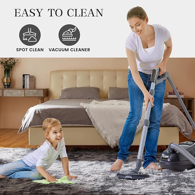 8x10 Feet Area Rugs for Living Room, Shag Fluffy Bedroom Carpet, Soft Rugs for Nursery, Furry Rugs for Girls Boys Kids Room, Extra Large Fuzzy Rug, Tie-Dyed Dark Gray