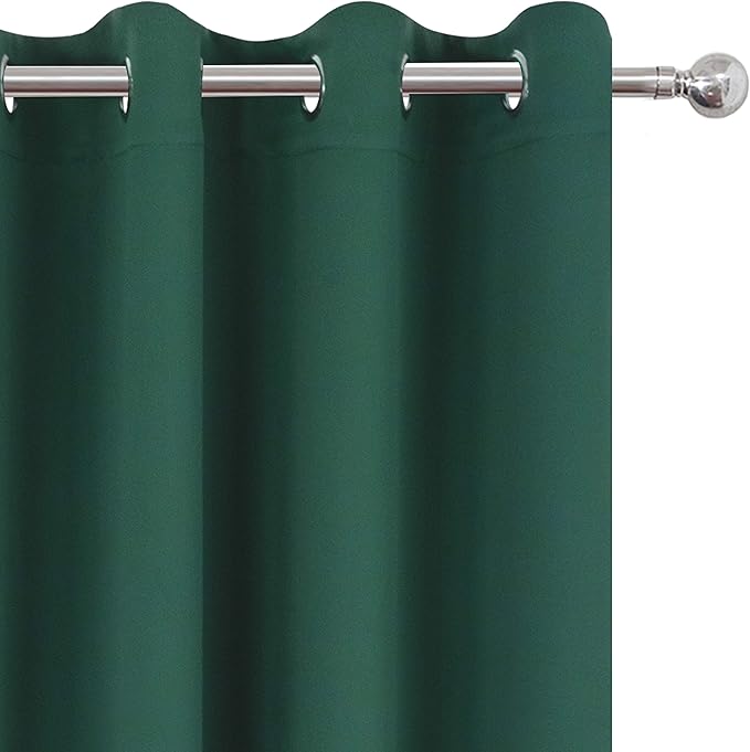 LEMOMO Blackout Curtains 66 x 95 inch/Dark Green Curtains Set of 2 Panels/Thermal Insulated Room Darkening Bedroom Curtains
