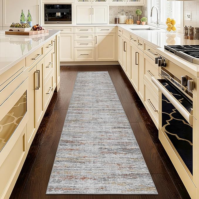 Kitchen Runner Rug 2x12 Runners Rug for Hallways Non-Slip,Long Abstract Rug Runners,Stain Resistant Soft Washable 12 ft Runner Rugs,Ultra-Thin Carpet for Entryway,Dining,Laundry Room