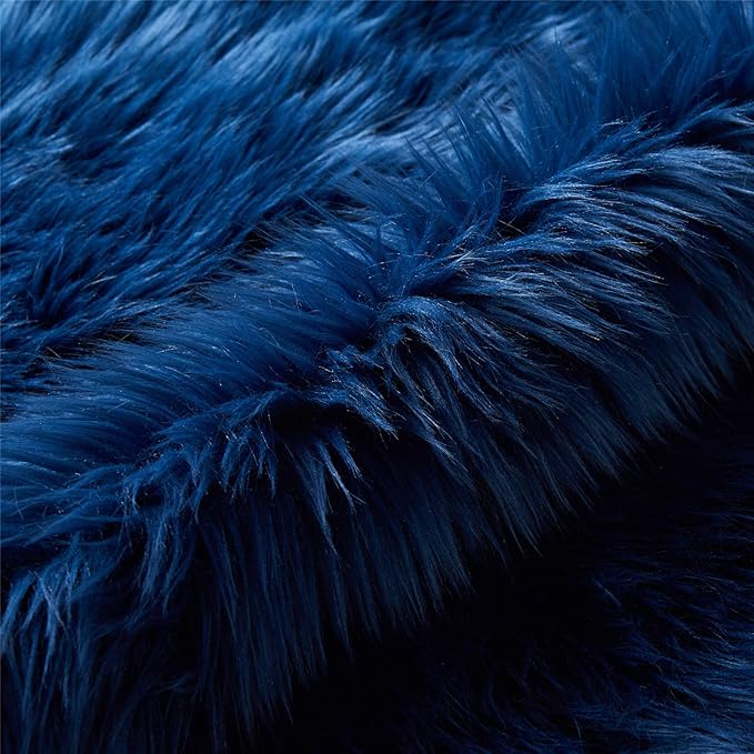 EasyJoy Ultra Soft Fluffy Shaggy Area Rug Faux Fur Rug Chair Cover Seat Pad Fuzzy Area Rug for Bedroom Floor Sofa Living Room (2 x 3 ft Sheepskin, Dark Blue)