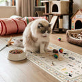 2x6 Washable Kitchen Runner Rug - Soft Low Pile Floral Animal Cat Print Rugs with Non-Slip Backing Waterproof Stain-Resistant Indoor Carpet for Hallway Entryway Bathroom Bedroom (Light Beige)