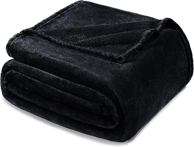 Exclusivo Mezcla Fleece Black Throw Blanket for Couch, Sofa, Super Soft and Warm Blankets, All Season, Cozy, Plush, Lightweight, 50x60 Inches