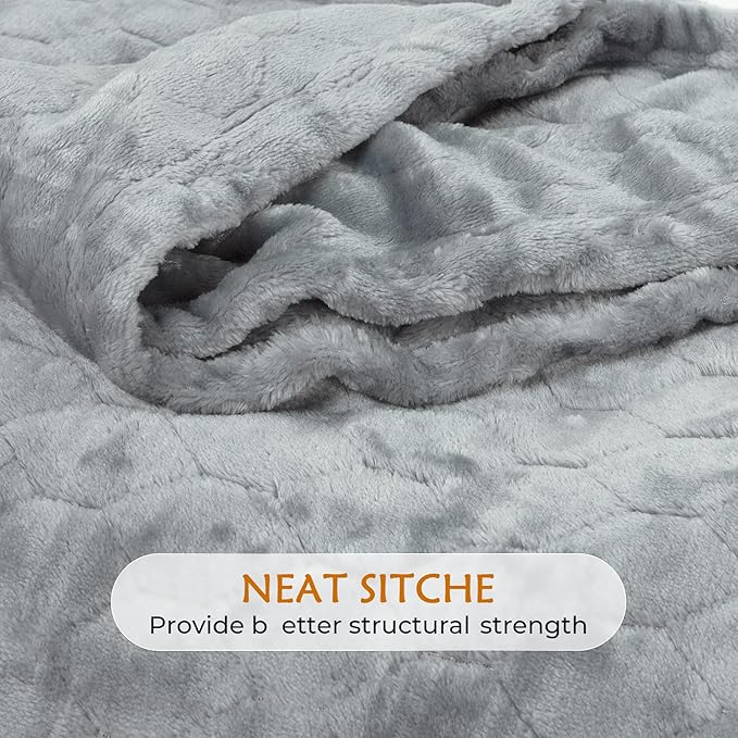TOONOW Fleece Bed Blanket King Size 90x108 inches, Super Soft Fluffy Fuzzy Plush Blanket Geometric Pattern Cozy Microfiber Flannel Blankets for Couch, Bed, Sofa, Light Grey