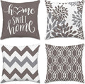 Hexagram Geometric Grey Pillow Covers 18x18 Set of 4, Decorative Outdoor Boho Modern Throw Pillow Covers, Home Sweet Home Farmhouse Cushion Case for Couch Sofa Bedroom Indoor Decor(No Insert)