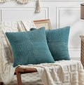 Fancy Homi 2 Packs Teal Decorative Throw Pillow Covers 20x20 Inch for Living Room Couch Bed Sofa, Rustic Farmhouse Boho Home Decor, Soft Corss Corduroy Patchwork Accent Square Cushion Case 50x50 cm