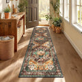 Yamaziot Washable Runner Rug, 2x7 Non-Slip Boho Vintage Hallway Rug Runner with Rubber Backing, Stain Resistant Distressed Carpet Runner for Bedroom, Kitchen, Laundry, Entrance