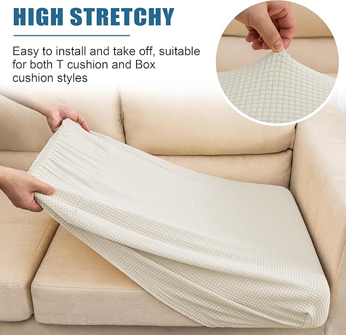 Water Repellent Sofa Seat Cushion Covers Durable Sofa Cushion Cover Spandex Elastic Furniture Protector for Settee Seat for Replacement in Livingroom Large