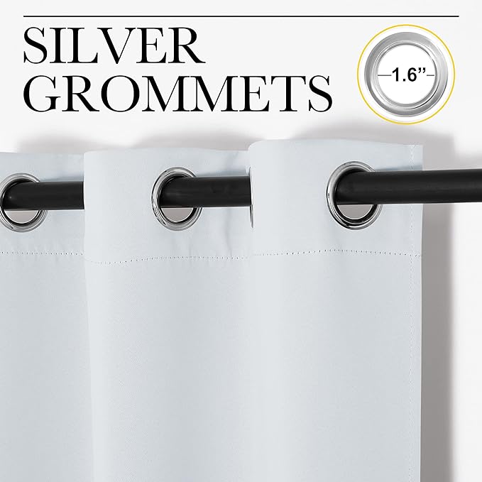 NICETOWN Blackout Curtains Panels for Living Room, 2 Panels, 66 x 80 Inch, Greyish White, 3 Pass Microfiber Noise Reducing Thermal Insulated Solid Ring Top Blackout Window Drapes