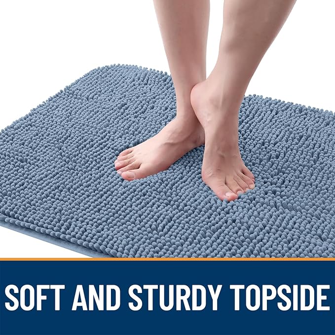 OLANLY Dog Door Mat for Muddy Paws 70x46, Absorbs Moisture and Dirt, Absorbent Non-Slip Washable Doormat, Quick Dry Chenille Mud Mat for Dogs, Entry Indoor Entryway Carpet for Inside Floor, Airy Blue