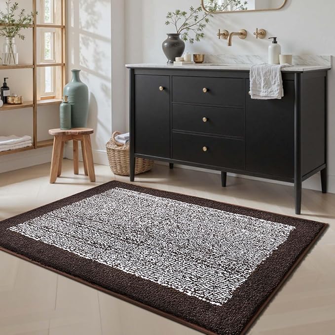 48x32 Large Bathroom Rugs Washable Non Slip, Brown Bath Mat for Bathroom Floor Tub, Soft Absorbent Quick Dry Mats for Shower, Bathtub,Home Decor
