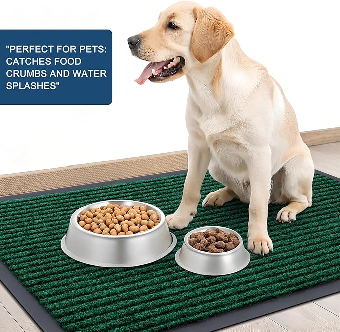 OLANLY Front Door Mat Indoor Outdoor Entrance, Waterproof Heavy Duty Doormat, Fade Resistant, Low Profile, Easy Clean Patio Porch Welcome Floor Mats for Entry, 71x34, Green