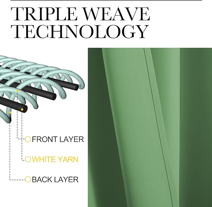 NICETOWN Blackout Curtains Window Draperies, Froest Green, Set of 2, 70 by 95 inches Long, Window Treatment Thermal Insulated Solid Room Darkening Drapes for Bedroom
