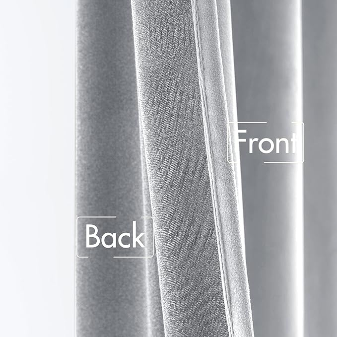 MIULEE Greyish White Velvet Curtains 90 inches 2 Panels - Luxury Blackout Curtains for Bedroom Living Room Thermal Insulated Super Soft Window Drapes Rod Pocket & Back Tab, W 52 x L 90 inch