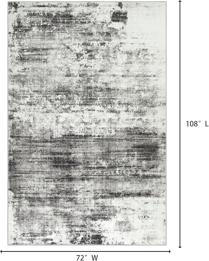 6x9 Area Rugs Washable Rug: Large Modern Abstract Living Room Rug Soft Anti-Skid Thin Carpet Indoor Floor Non-Shedding Carpets for Bedroom Dining Room Farmhouse Nursery Home Office Black Grey