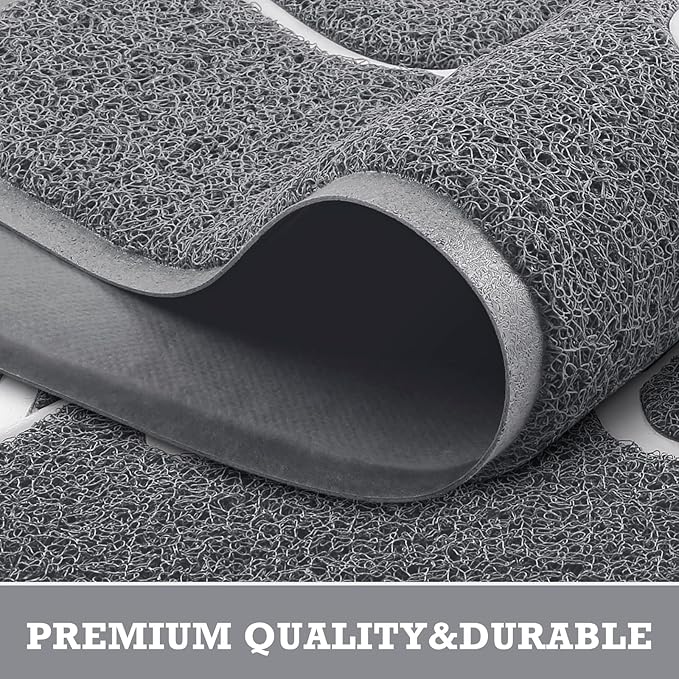 CozyBounty Grey Door Mat Welcome Mats Outdoor Indoor Non-Slip Doormat for Entryway Low-Profile Floor Mat for Yard, Garage, High Traffic Areas (36"x24", Grey)