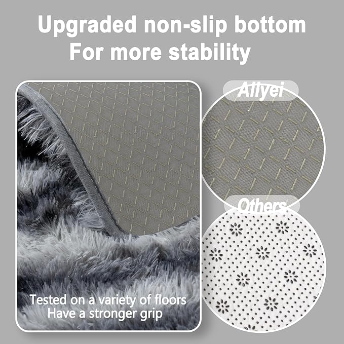 Soft Runner Rugs for Bedroom Hallways, 2x3 Black and White Fluffy Shag Throw Area Rug Non Slip for Bedside Dorm, Long Shaggy Furry Carpet for Nursery Living Room