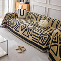 HANDONTIME Boho Geometric Couch Covers for Sofa Pet Friendly Taupe and Black Sofa Covers Washable Chenille Couch Blanket Cover for 2 3 Cushion Couches Pet Protector Furniture Cover Soft, 71" X 118"