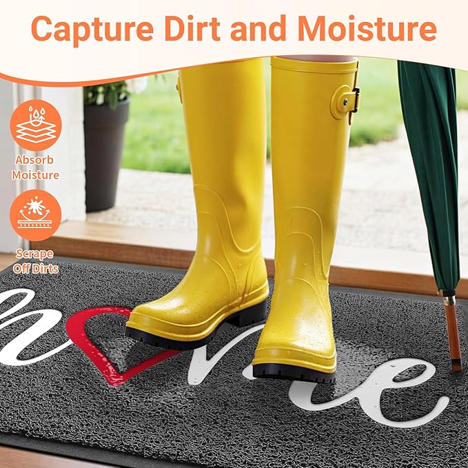 StepLively Door Mat Home Welcome Mats Outdoor and Indoor, Heavy-Duty Low-Profile Non-Slip Front Welcome Mat for Home Entrance, Outside Entry, Yard, Floor, (30''x17.5'', Grey)