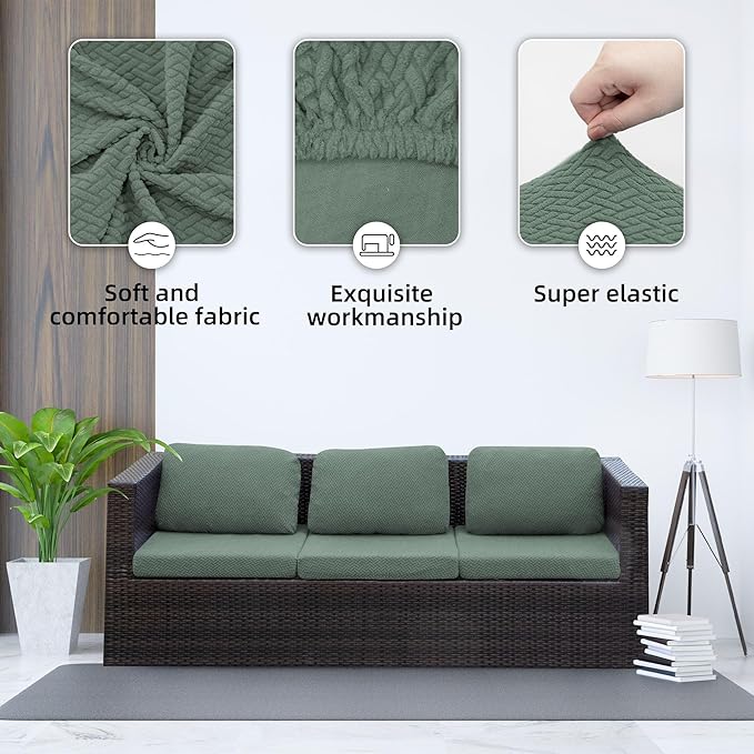Outdoor Cushion Covers Set,8PCS Patio Furniture Couch Seat Slipcovers, Replacement for Sofa Sectional Chair(Cover，Only)