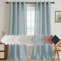 H.VERSAILTEX Living Room Linen Curtains - Semi Sheer, Nickel Grommet, Energy Saving Light Filtering Window Treatments - Panels for Bedroom, Cloud Blue, 2 Panels, 52 x 108 Inch