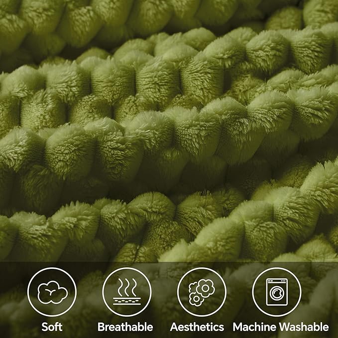 BEDELITE Fleece Blanket - 3D Jacquard Decorative Green Apple Throw Blankets for Couch & Bed, Soft and Cozy Warm Plush Fluffy Blanket All Seasons Suitable, 50x60Inches