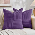 Fancy Homi 2 Packs Purple Samll Decorative Throw Pillow Covers 12x12 Inch with for Living Room Couch Sofa, Rustic Farmhouse Boho Home Decor, Soft Corss Patchwork Corduroy Square Cushion Case 30x30 cm