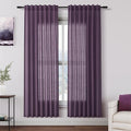 Plum Linen Curtains 72 Inch Length for Living Room Sheer Lightweight Door Drapes 2 Panels Set for Kids Bedroom Light Filtering Back Tab Rod Pocket Curtain for Kitchen Protect Privacy 52x72