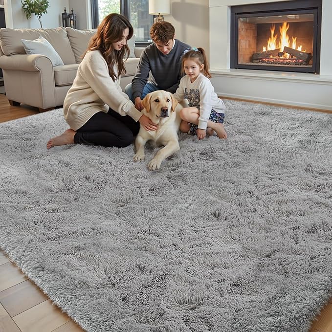 8x10 Area Rugs for Living Room Bedroom Rug, Large Shaggy Soft Plush Furry Bedside Rug, Area Rugs for Home Decor (Light Grey, 8x10 Feet)