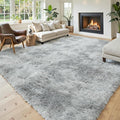Area Rugs 10x14 Living Room, Shaggy Carpet Soft Plush Furry Bedside Rug Large Area Rugs for Bedroom Kids Girls Boys Home Decor Anti Slip(10 x 14, Light Grey Tie-Dyed)