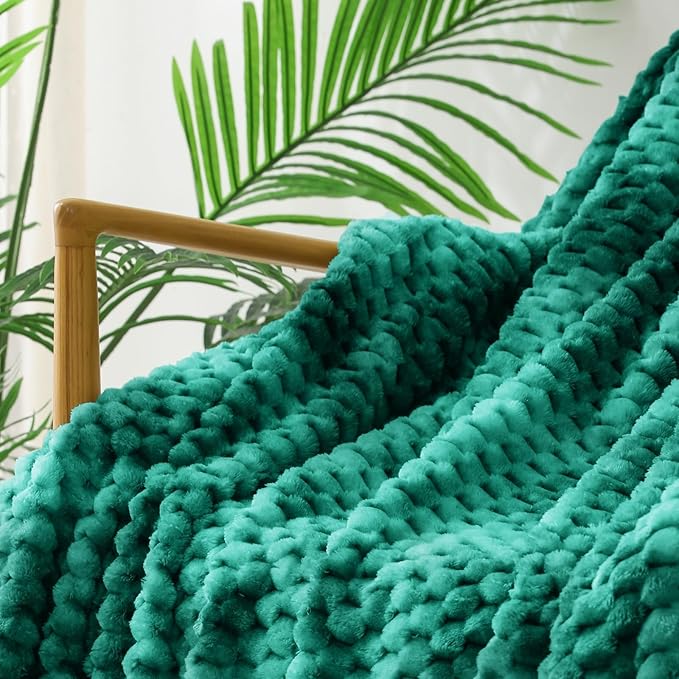 Exclusivo Mezcla Fleece Twin Blanket for Bed, Extra Large Fuzzy Tie-dye Teal Bed Blankets, Soft Cozy Plush Sofa Throws for All Seasons, 60x80 Inches