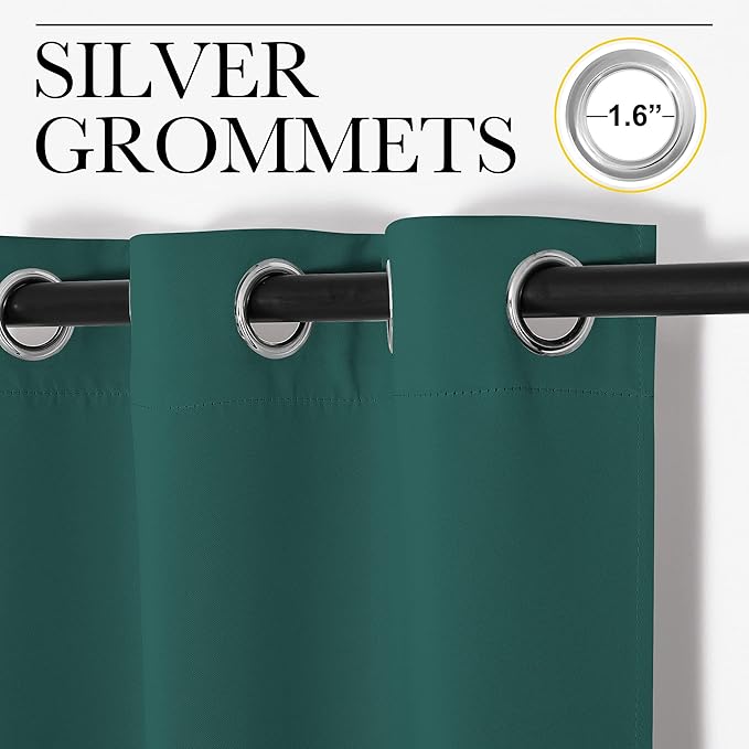 NICETOWN Christmas Curtain Panels Blackout Draperies Decoration, Thermal Insulated Solid Grommet Blackout Curtains/Drapes (Hunter Green, 2 Panels, 70 by 95-inch)