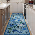 Rugcomf 2x5 Rug Runner - Floral Machine Washable Kitchen Rug, Non-Slip Low Pile Boho Carpet for Hallways, Laundry, Entryway, Bedroom, Bathroom - Black