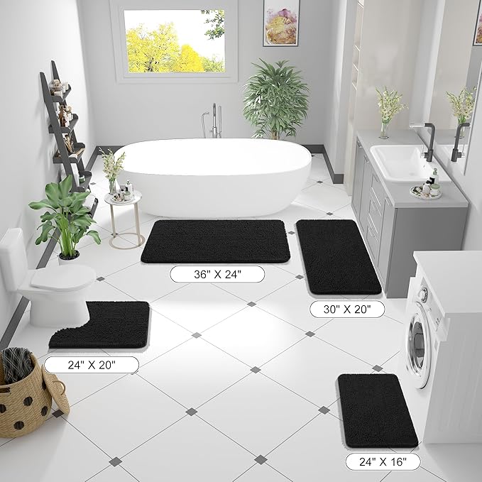 OLANLY Bathroom Rugs 47x32, Extra Soft Absorbent Chenille Bath Rugs, Rubber - Image 2