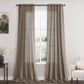 Dark Taupe Linen 102 Inch Long Curtains for Living Room 2 Panels Back Tab Pocket Semi Sheer Light Filtering Curtains Bohemian Rustic Solid Color Drapes for Sliding Glass Door Bedroom 40x102 Inches