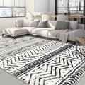 Nakagishi Black Rug for Living Room: 8x10 Washable Boho Large Neutral Soft Farmhouse Area Rugs Stain Resistant Modern Geometric Non-Slip Indoor Floor Carpet for Bedroom Playroom Office Dining Room