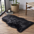 Faux Fur Rug Sofa Chairs Cover, Black Small Rug for Bedroom, 2X3 Shaggy Furry Rugs for Kids Room, Shag Fluffy Rugs for Nursery Room, Soft Fuzzy Plush Carpet, Cute Floor Dorm Decor