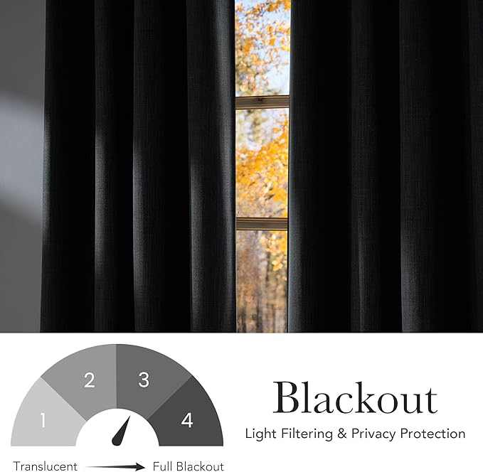 NICETOWN Faux Linen Charcoal Gray Blackout Curtains 84 inches Long for Living Room - Privacy Panels for Bedroom, Modern Farmhouse Style Easy Care Grommet Top, 2 Panels, W52 by L84