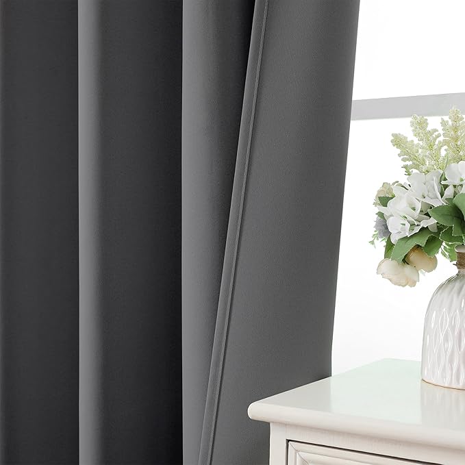 CUCRAF Custom Blackout Curtains for Bedroom Living Room, Rod Pocket Room Darkening Curtain Thermal Insulated Light Blocking Window Drapes 1 Panel (Custom Size, Light Grey)