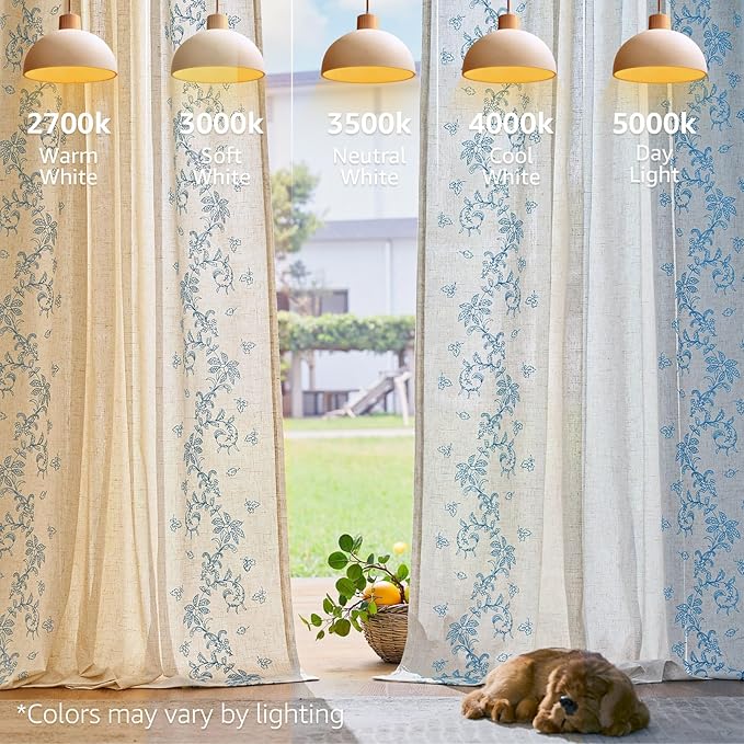 jinchan Evelyn Embroidered Linen Curtains 63 inch Floral Curtains for Living Room Bedroom Farmhouse Cottagecore Semi Sheer Light Filtering Window Drapes Rod Pocket Back Tab 2 Panels W50 x L63 Blue