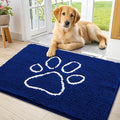 Smiry Dog Door Mat for Muddy Paws, Absorbent Dirt Trapper Non Slip Quick Dry Washable Chenille Mat for Mud Dogs, Entry Rug for Indoor and Outdoor (36x24 Inches, Royal Blue and White)