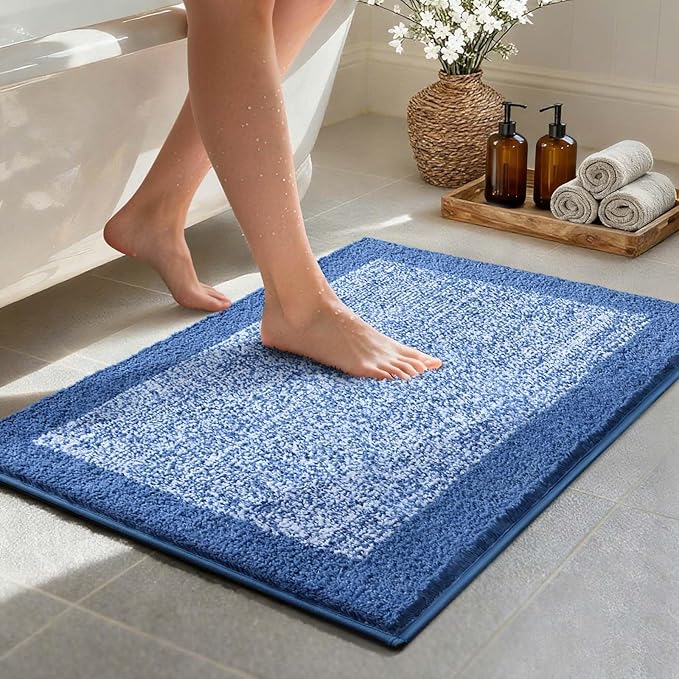 36x24 Large Bathroom Rugs Washable Non Slip, Blue Bath Mat for Bathroom Floor Tub, Soft Absorbent Quick Dry Mats for Shower, Bathtub,Home Decor