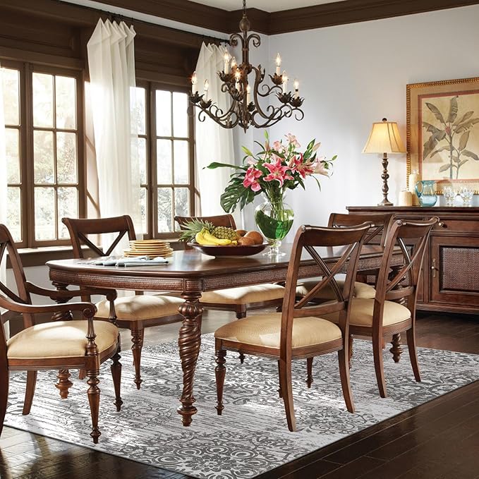 HEBE Washable Area Rug 5'x7' Non Slip Soft Distressed Medallion Bedroom & Living Room Accent Throw Vintage Entry Floor Carpet for Dining Room, Bathroom & Entryway