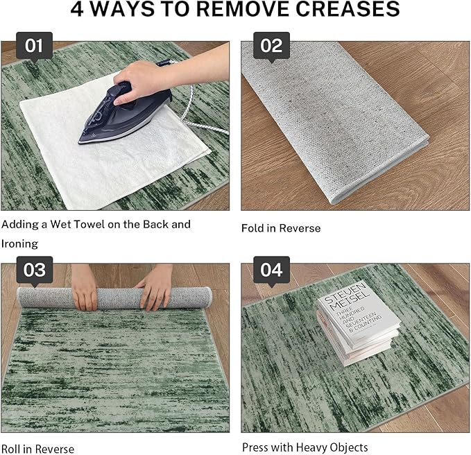 Lansny Modern Abstract Runner Rug 2x6, Forest Green Washable Kitchen Runner Non-Slip Soft Hallway Rug Runner Thin Print Faux Wool Carpet for Entryway Bedroom Laundry Room Indoor Home Decor