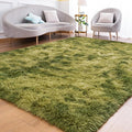 Goideal Fluffy Rug for Bedroom Living Room, 5x7 Green Area Rugs, Faux Fur Shag Modern Carpet Ultra Soft Girls Boys Room Home Decor, Tie-Dyed