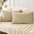 MIULEE Pack of 2 Beige Throw Pillow Covers 12x20 Inch Soft Lumbar Pillow Covers for Sofa Living Room Spring Home Decor Couch Solid Dyed Cases