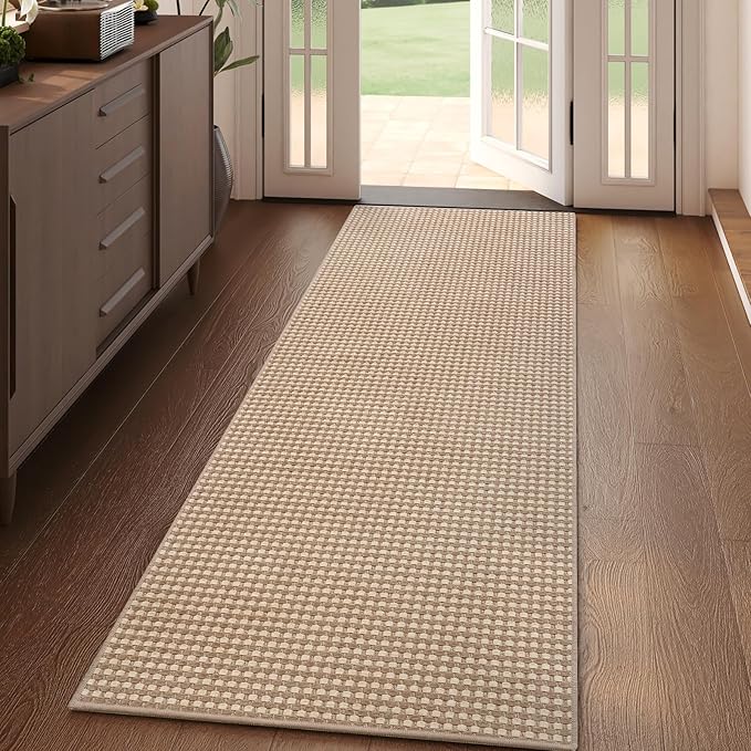 YDKGL Boho 2x5 ft Hallway Runners Rug Woven Washable Long Kitchen Runner Mat Rugs Non Slip, Soft Entryway Laundry Hall Runner Floor Carpet for Indoor Backdoor Bedroom Kitchen Living Room, Brown