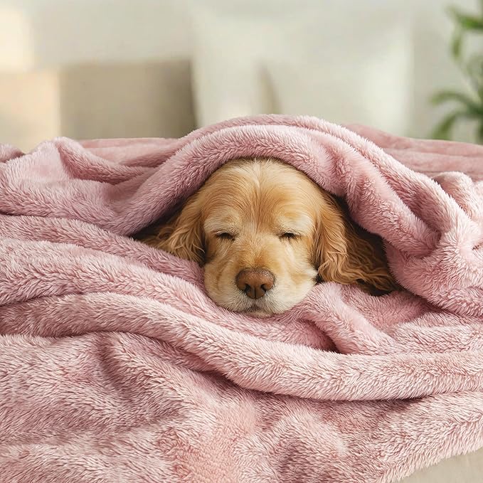 Exclusivo Mezcla Plush Fuzzy Fleece Bed Blanket King Size, Super Soft, Fluffy and Warm Blankets for Couch, Bed, All Season (Dusty Pink, 90x104 inches)